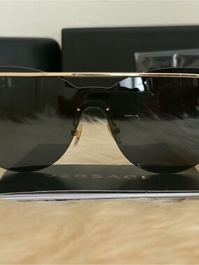 Versace 2186 Medusa Sunglasses with Gold Trim Accents